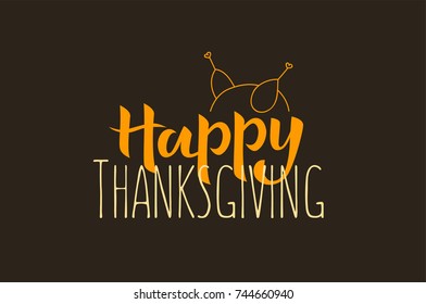 Flat design style Happy Thanksgiving Day logotype, badge and icon. Happy Thanksgiving Day logo template. Thanksgiving Day card template. Happy Thanksgiving banner, flyer.  