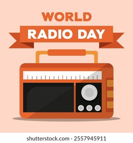 flat design style Happy World Radio Day illustration