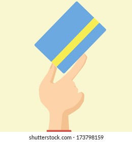 Flat Design Style Icon Hand Holds Credit Card Willingness to Pay vector