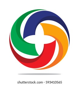 flat design style icon / logo colorful with circular concept
