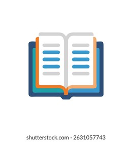 Ilustración de estilo de diseño plano con un icono de libro abierto. Los colores suaves evocan una estética minimalista y moderna.