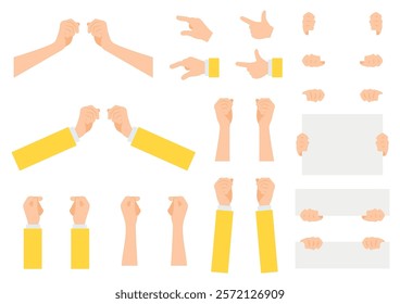 Flat Design style illustration set of hands in various holding gesture.
