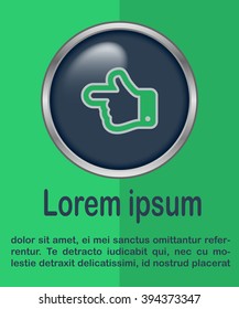 Flat design style. The index finger pointing left. Forefinger pointing to left. Hand gesture.