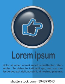 Flat design style. The index finger pointing right. Forefinger pointing to right. Hand gesture.