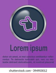 Flat design style. The index finger pointing left. Forefinger pointing to left. Hand gesture.