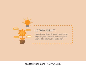 flat design style investment theme banner, quote box for design element