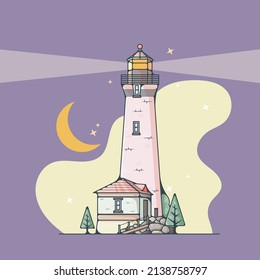 flat design style lighthouse vector