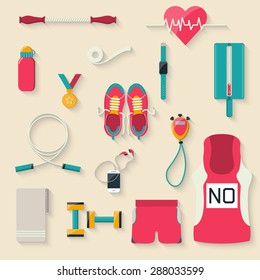 Flat design style, Marathon equipment-vector illustration