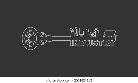 Flat design style modern illustration concept of a key of mining industry