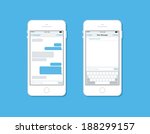 Flat design style modern vector illustration concept set of mobile phone messaging, sms communication with blank speech bubble, new mail message interface template form on smartphone. 