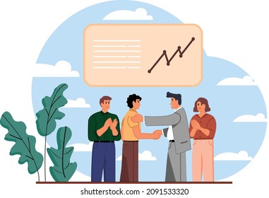 Flat design style modern vector illustration concept of successful partnership, business people cooperation agreement, teamwork solution and handshake of two businessman Isolated on stylish background