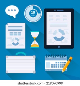 Flat design style modern vector illustration concept of corporate consulting, business management, office organization development.