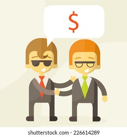Flat design style modern vector illustration concept of successful partnership, business people and moneyt, teamwork