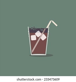 Flat design style modern vector illustration of whiskey and cola cocktail
