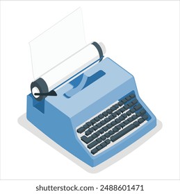 Flat design style modern vector illustration concept of a manual vintage stylish typewriter with share your story text on a paper list. Isolated on stylish color background. 2560