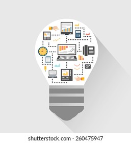 Flat design style modern vector illustration icons set of science and technology development.