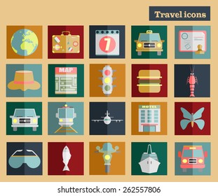 Flat design style modern vector illustration icons set of traveling