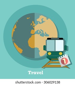 Flat design style modern vector illustration of traveling on train. Vector illustration.