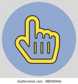 Flat design style. Mouse Pointer Hand For Computer Screen. Hand gesture. Vector illustration with pantone colors of the year 2016 Buttercup and Serenity.