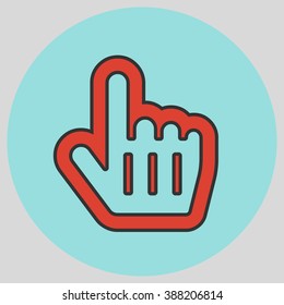 Flat design style. Mouse Pointer Hand For Computer Screen. Hand gesture. Vector illustration with pantone colors of the year 2016 Fiesta and Limpet Shell.