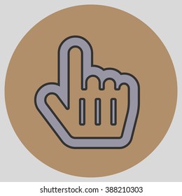 Flat design style. Mouse Pointer Hand For Computer Screen. Hand gesture. Vector illustration with pantone colors of the year 2016 Lilac Grey and Iced Coffee.