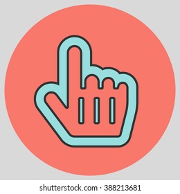 Flat design style. Mouse Pointer Hand For Computer Screen. Hand gesture. Vector illustration with pantone colors of the year 2016 Limpet Shell and Peach Echo.