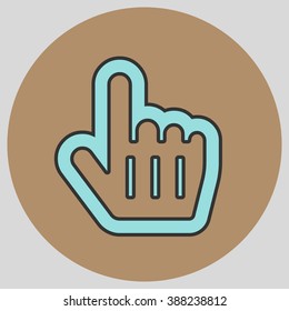 Flat design style. Mouse Pointer Hand For Computer Screen. Hand gesture. Vector illustration with pantone colors of the year 2016 Limpet Shell and Iced Coffee.