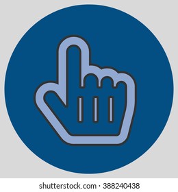 Flat design style. Mouse Pointer Hand For Computer Screen. Hand gesture. Vector illustration with pantone colors of the year 2016 Serenity and Snorkel Blue.