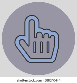 Flat design style. Mouse Pointer Hand For Computer Screen. Hand gesture. Vector illustration with pantone colors of the year 2016 Serenity and Lilac Grey.