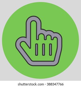 Flat design style. Mouse Pointer Hand For Computer Screen. Hand gesture. Vector illustration with pantone colors of the year 2016 Lilac Grey and Green Flash.