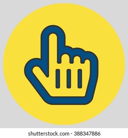 Flat design style. Mouse Pointer Hand For Computer Screen. Hand gesture. Vector illustration with pantone colors of the year 2016 Snorkel Blue and Buttercup.