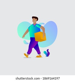 flat design style, Online delivery service concept, online order tracking, delivery home, and office. delivery man and box. Vector illustration