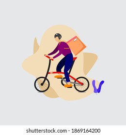 flat design style, Online delivery service concept, online order tracking, delivery home, and office. delivery man with bicycle. Vector illustration
