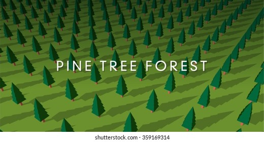 Flat Design Style of Pine Forest