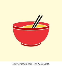 Flat design style ramen noodle bowl