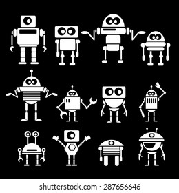 Flat design style robots and cyborgs. robot icon collection