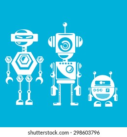 Flat design style robots and cyborgs. robot icon collection