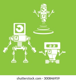 Flat design style robots and cyborgs. robot icon collection