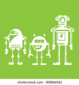 Flat design style robots and cyborgs. robot icon collection