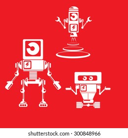 Flat design style robots and cyborgs. robot icon collection