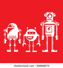 Flat design style robots and cyborgs. robot icon collection