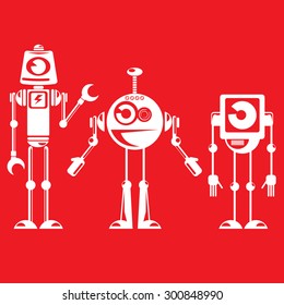 Flat design style robots and cyborgs. robot icon collection