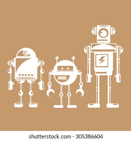 Flat design style robots and cyborgs. robot icon collection