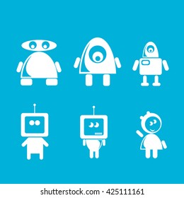 Flat design style robots and cyborgs. robot icon collection