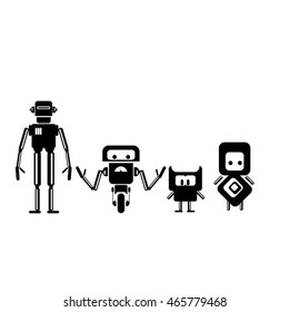 Flat design style robots and cyborgs. robot logo icon collection