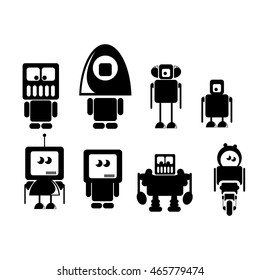 Flat design style robots and cyborgs. robot logo icon collection
