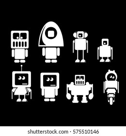 Flat design style robots and cyborgs. robot logo icon collection
