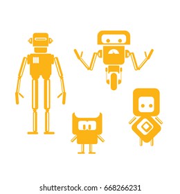 Flat design style robots and cyborgs set. robots icons collection