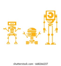 Flat design style robots and cyborgs set. robots icons collection