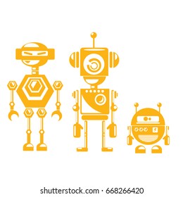 Flat design style robots and cyborgs set. robots icons collection